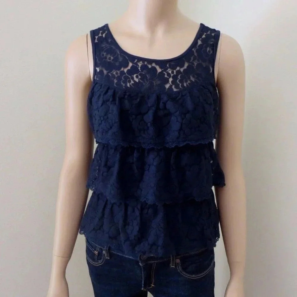 Abercrombie Lace Tank Top Size XS Shirt Ruffles